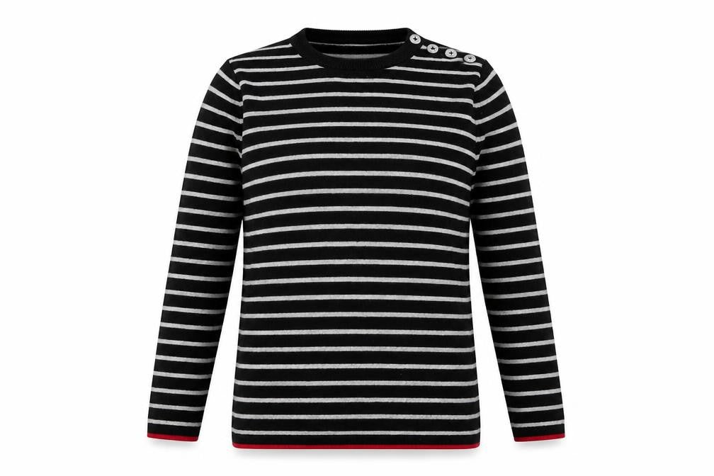 Front view of Kronstadt women’s black crew neck cotton jumper, size S