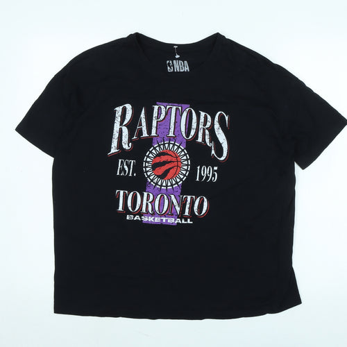 NBA Womens Black Cotton Basic T-Shirt Size S Crew Neck - Logo - Raptors Toronto