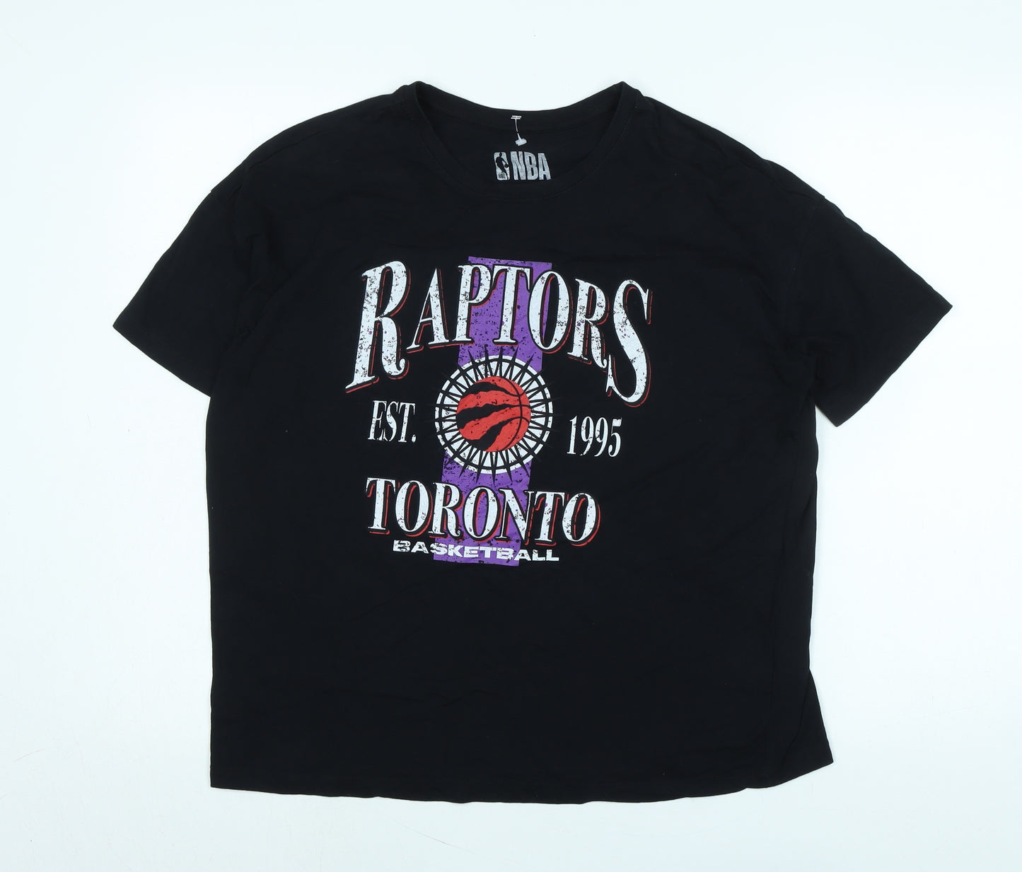 NBA Womens Black Cotton Basic T-Shirt Size S Crew Neck - Logo - Raptors Toronto