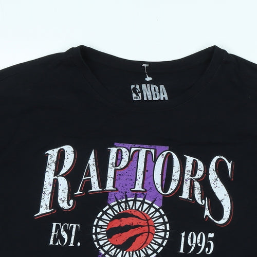 NBA Womens Black Cotton Basic T-Shirt Size S Crew Neck - Logo - Raptors Toronto