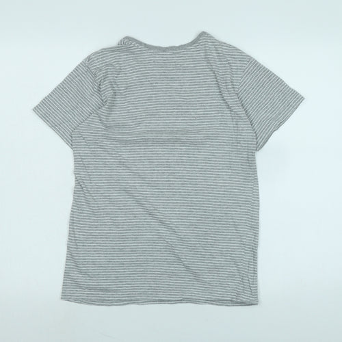 Lucid Womens Grey Cotton Basic T-Shirt Size 12 Crew Neck - Logo