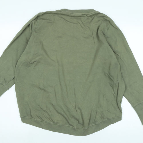 Numph Womens Green Cotton Pullover Sweatshirt Size L - Logo