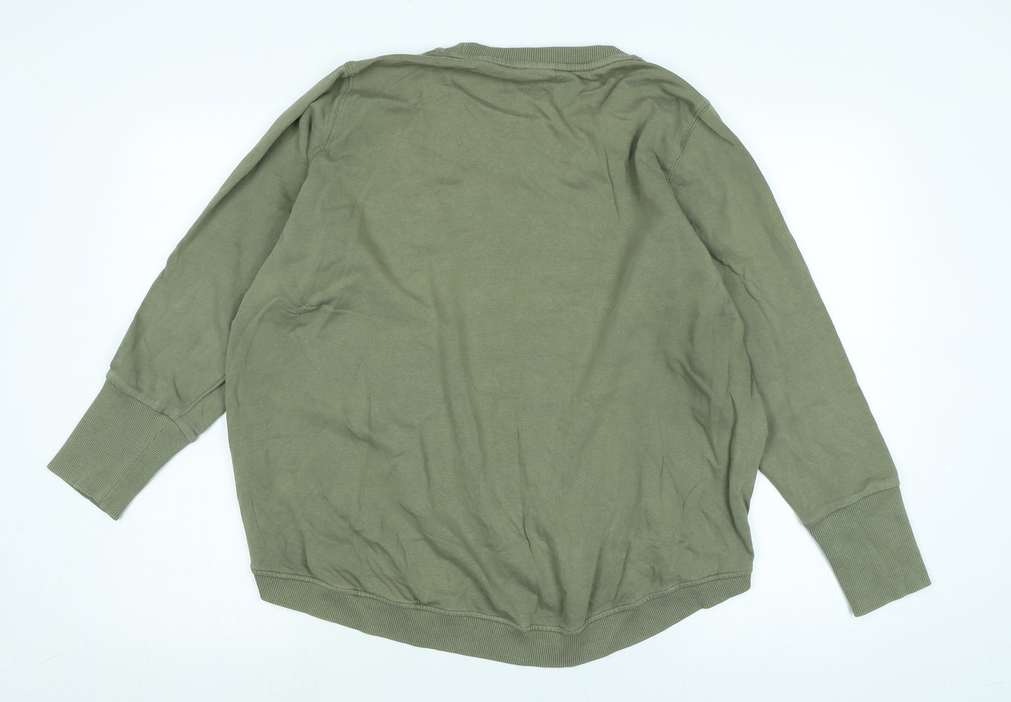 Numph Womens Green Cotton Pullover Sweatshirt Size L - Logo