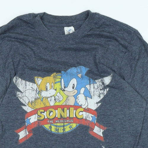 Sonic the Hedgehog Mens Blue Cotton T-Shirt Size M Crew Neck - Logo Sonic the Hedgehog