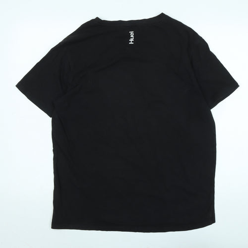 Huel Mens Black Cotton T-Shirt Size L Crew Neck - Logo