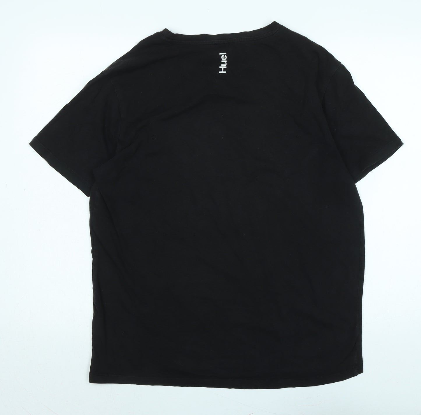 Huel Mens Black Cotton T-Shirt Size L Crew Neck - Logo