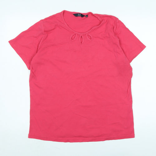 Isle Womens Pink Cotton Basic T-Shirt Size L Scoop Neck - Logo