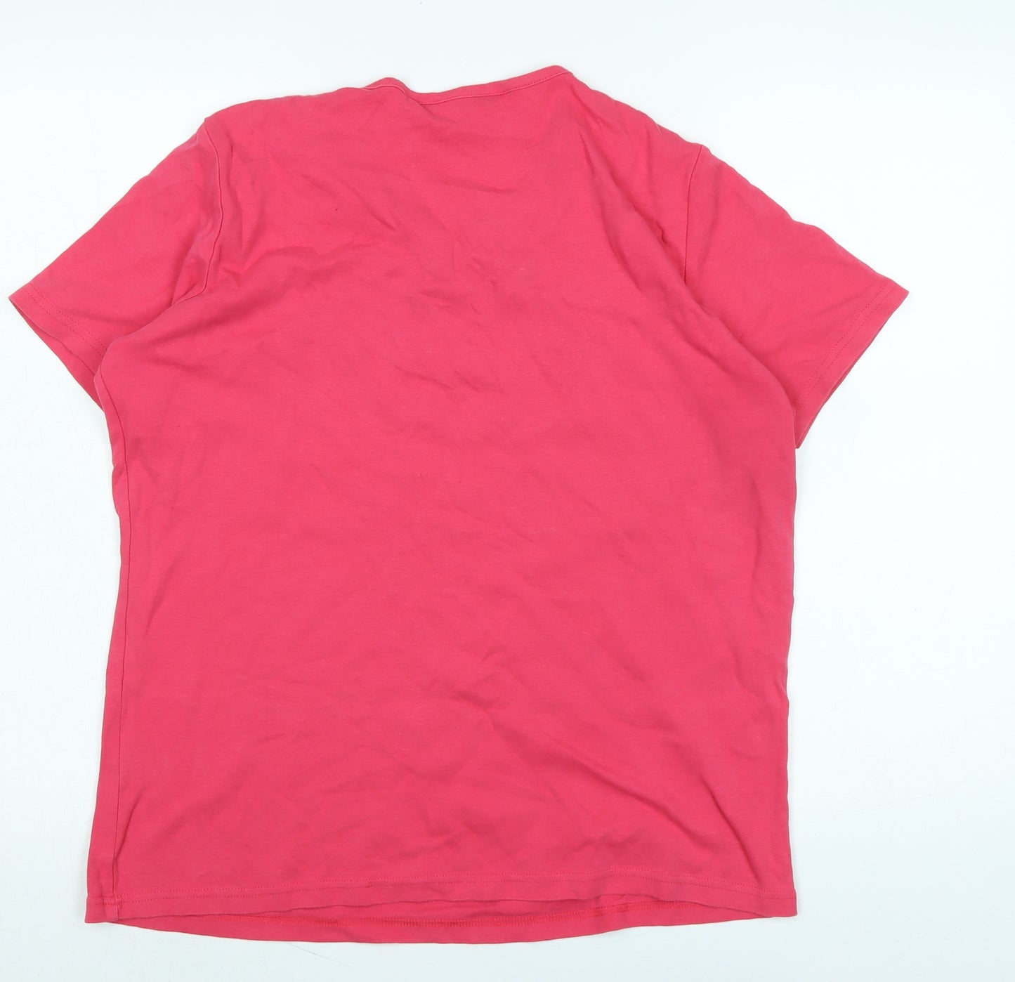 Isle Womens Pink Cotton Basic T-Shirt Size L Scoop Neck - Logo