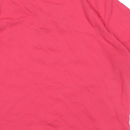 Isle Womens Pink Cotton Basic T-Shirt Size L Scoop Neck - Logo