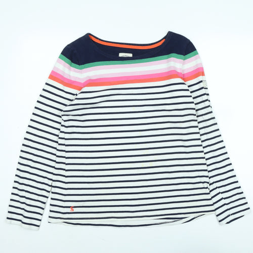 Joules Womens Blue Cotton Jersey T-Shirt Size 12 Boat Neck - Logo