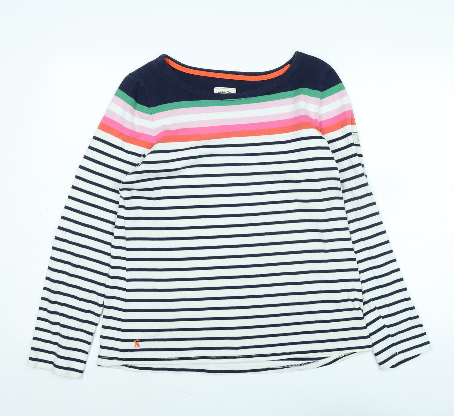 Joules Womens Blue Cotton Jersey T-Shirt Size 12 Boat Neck - Logo