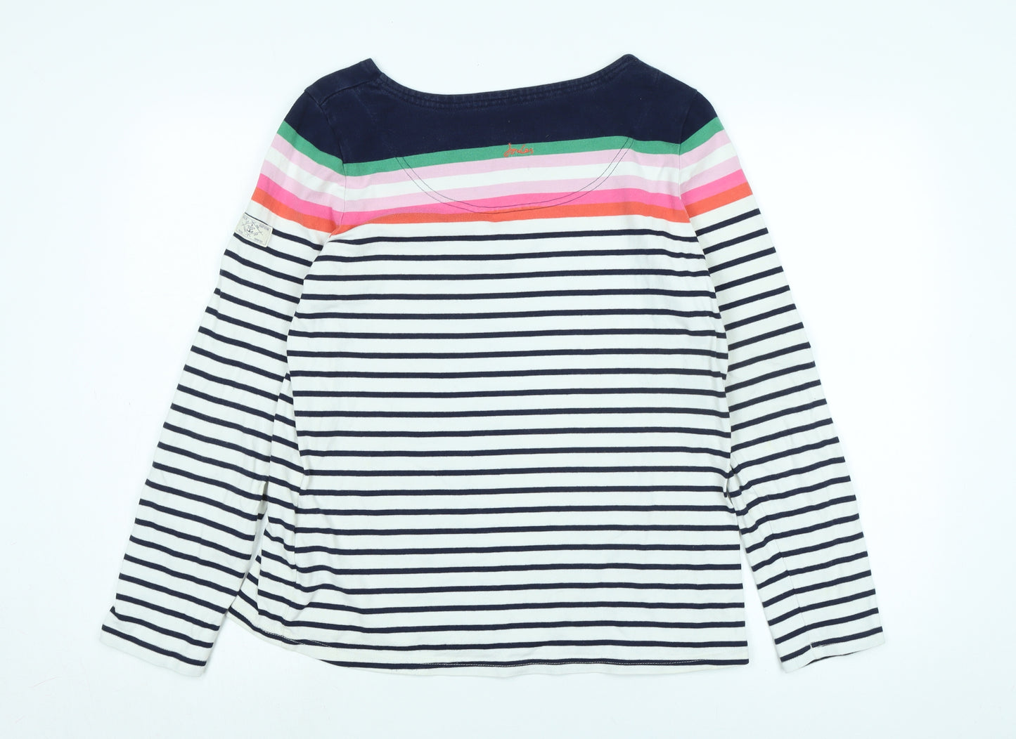 Joules Womens Blue Cotton Jersey T-Shirt Size 12 Boat Neck - Logo