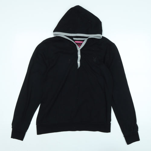 Playboy Womens Black Cotton Pullover Hoodie Size 14 - Logo