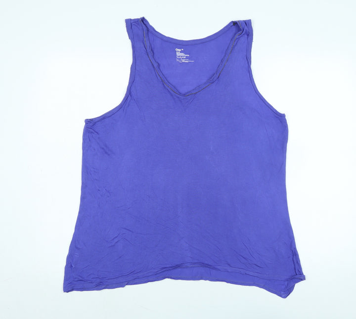 Gap Womens Purple Cotton Basic Tank Size XL Scoop Neck - Logo - Beaded detail