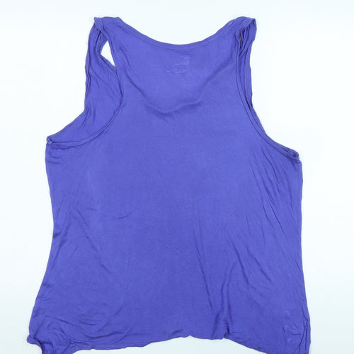 Gap Womens Purple Cotton Basic Tank Size XL Scoop Neck - Logo - Beaded detail