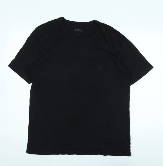 Boss Mens Black Cotton T-Shirt Size XL Crew Neck - Logo