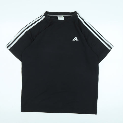 adidas Mens Black Cotton T-Shirt Size L Crew Neck - Logo