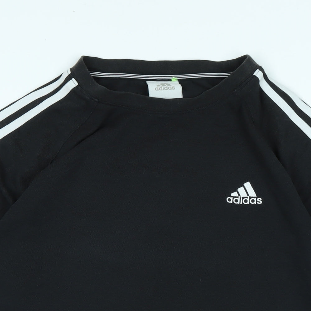 adidas Mens Black Cotton T-Shirt Size L Crew Neck - Logo