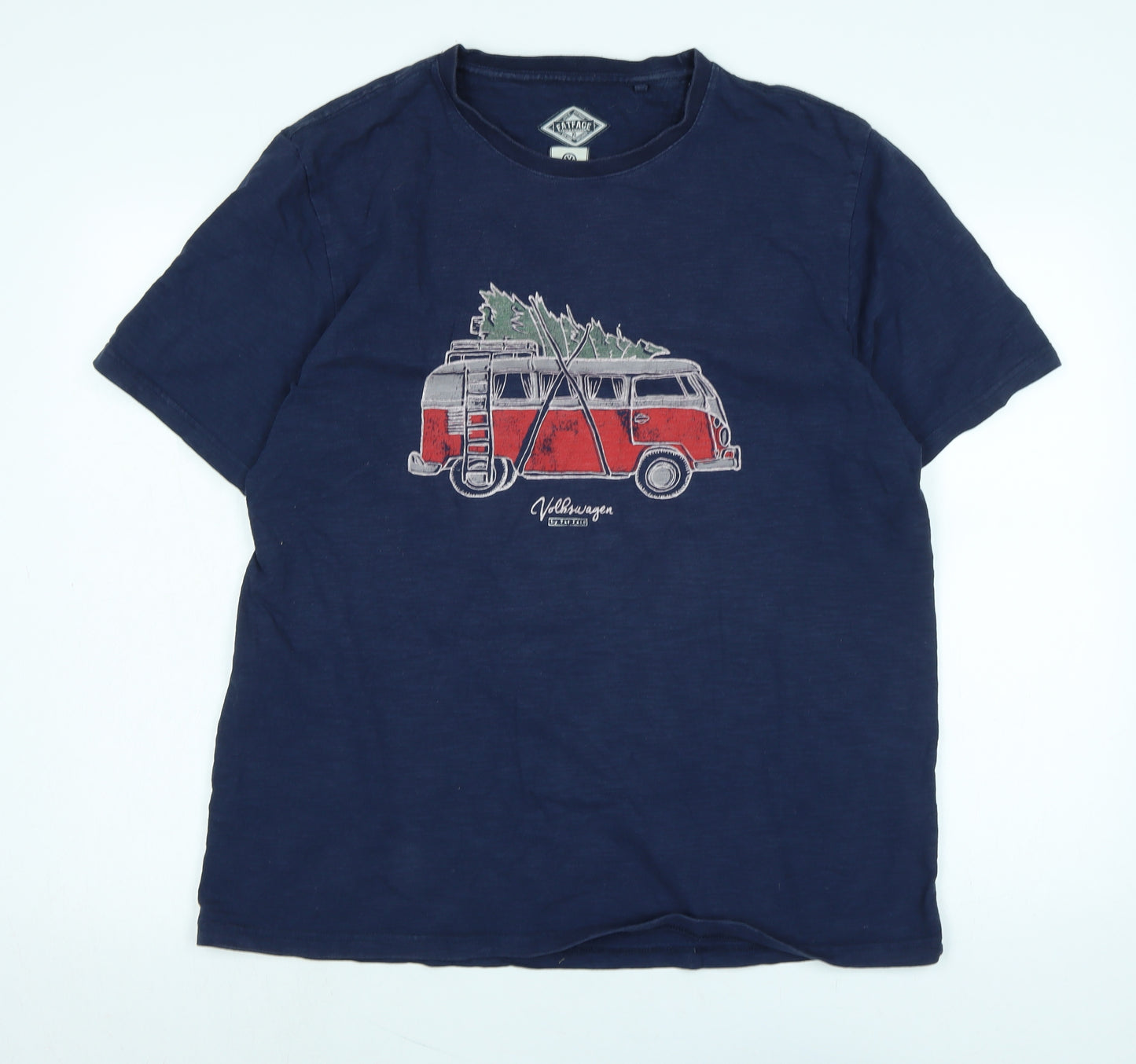 Fat Face Mens Blue Cotton T-Shirt Size XL Crew Neck - Logo - Volkswagon