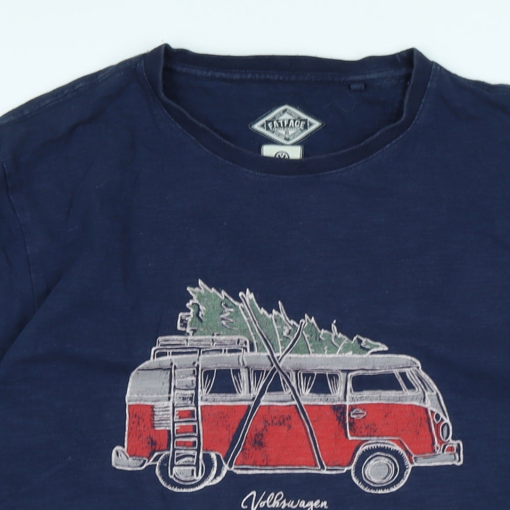 Fat Face Mens Blue Cotton T-Shirt Size XL Crew Neck - Logo - Volkswagon