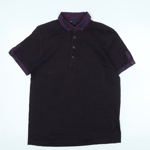 Ted Baker Mens Purple Cotton Polo Size S Collared Button - Logo