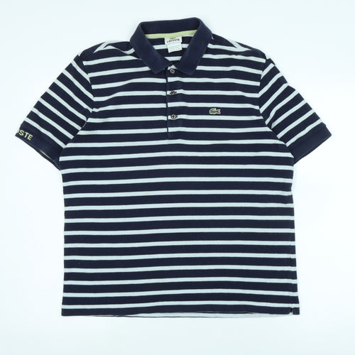 Lacoste Mens Blue Cotton Polo Size S Collared Button - Logo