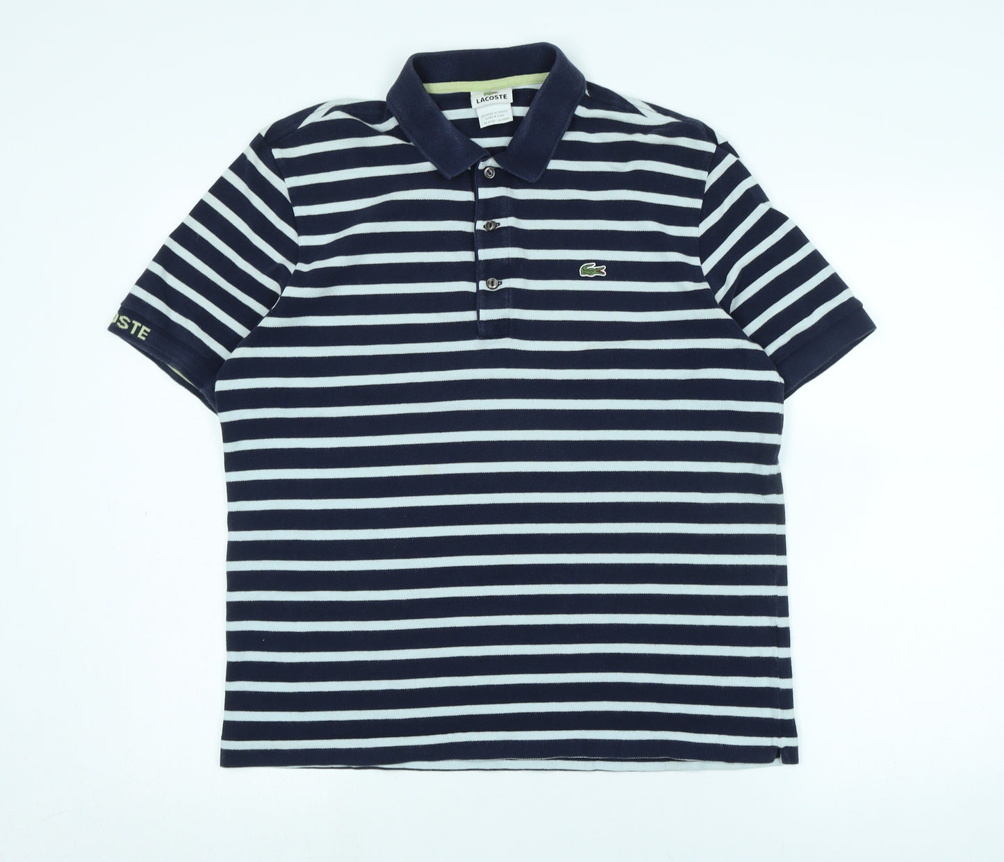 Lacoste Mens Blue Cotton Polo Size S Collared Button - Logo