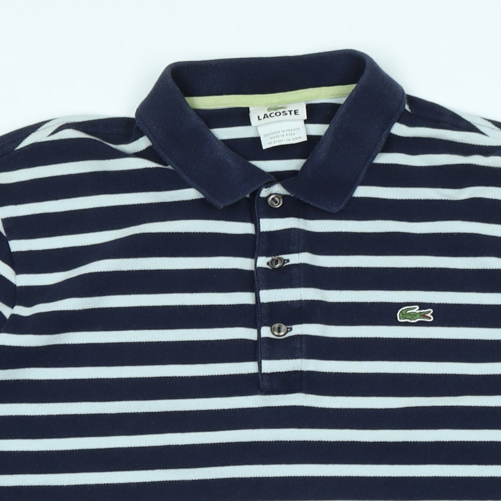 Lacoste Mens Blue Cotton Polo Size S Collared Button - Logo