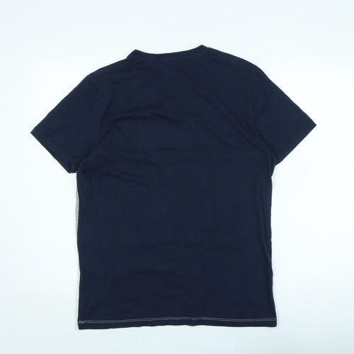 JACK & JONES Mens Blue Cotton T-Shirt Size M Crew Neck - Logo