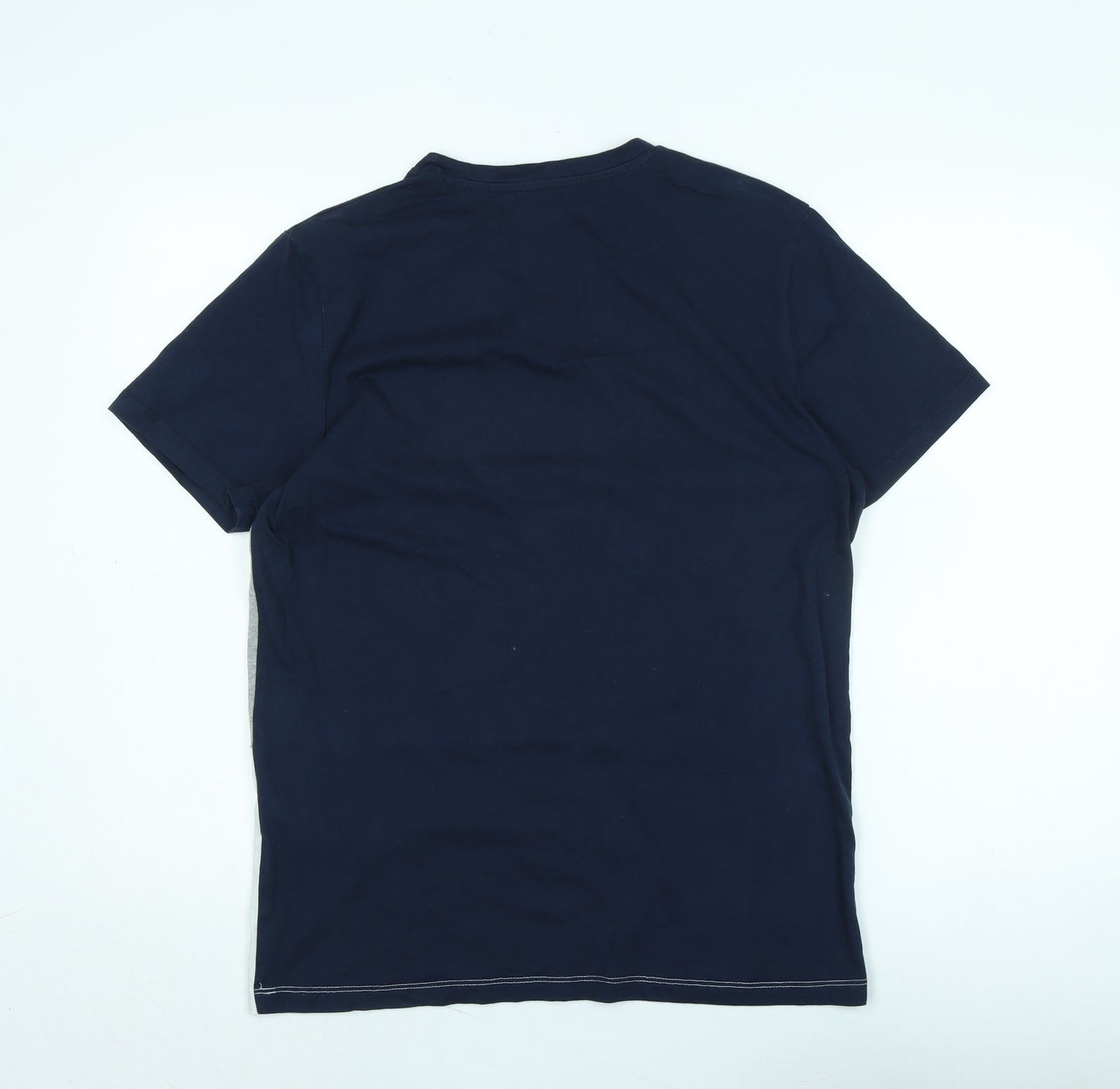 JACK & JONES Mens Blue Cotton T-Shirt Size M Crew Neck - Logo