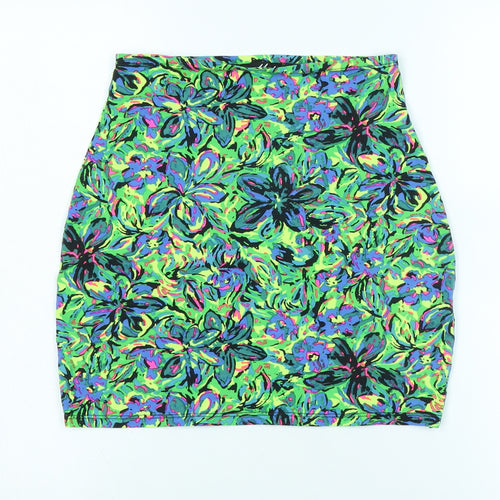 Motel Womens Multicoloured Floral Cotton Bandage Skirt Size M - Logo