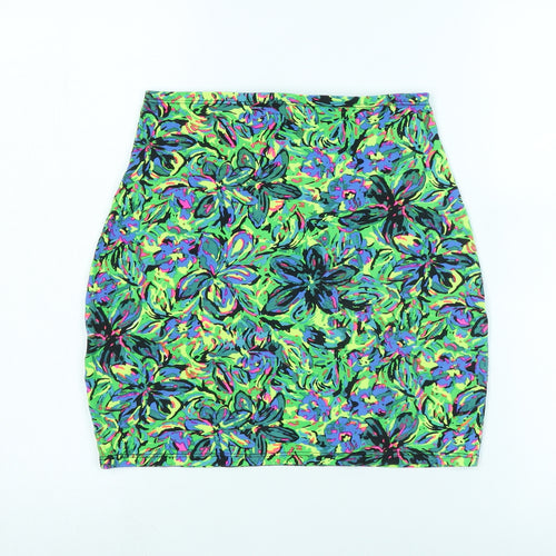 Motel Womens Multicoloured Floral Cotton Bandage Skirt Size M - Logo