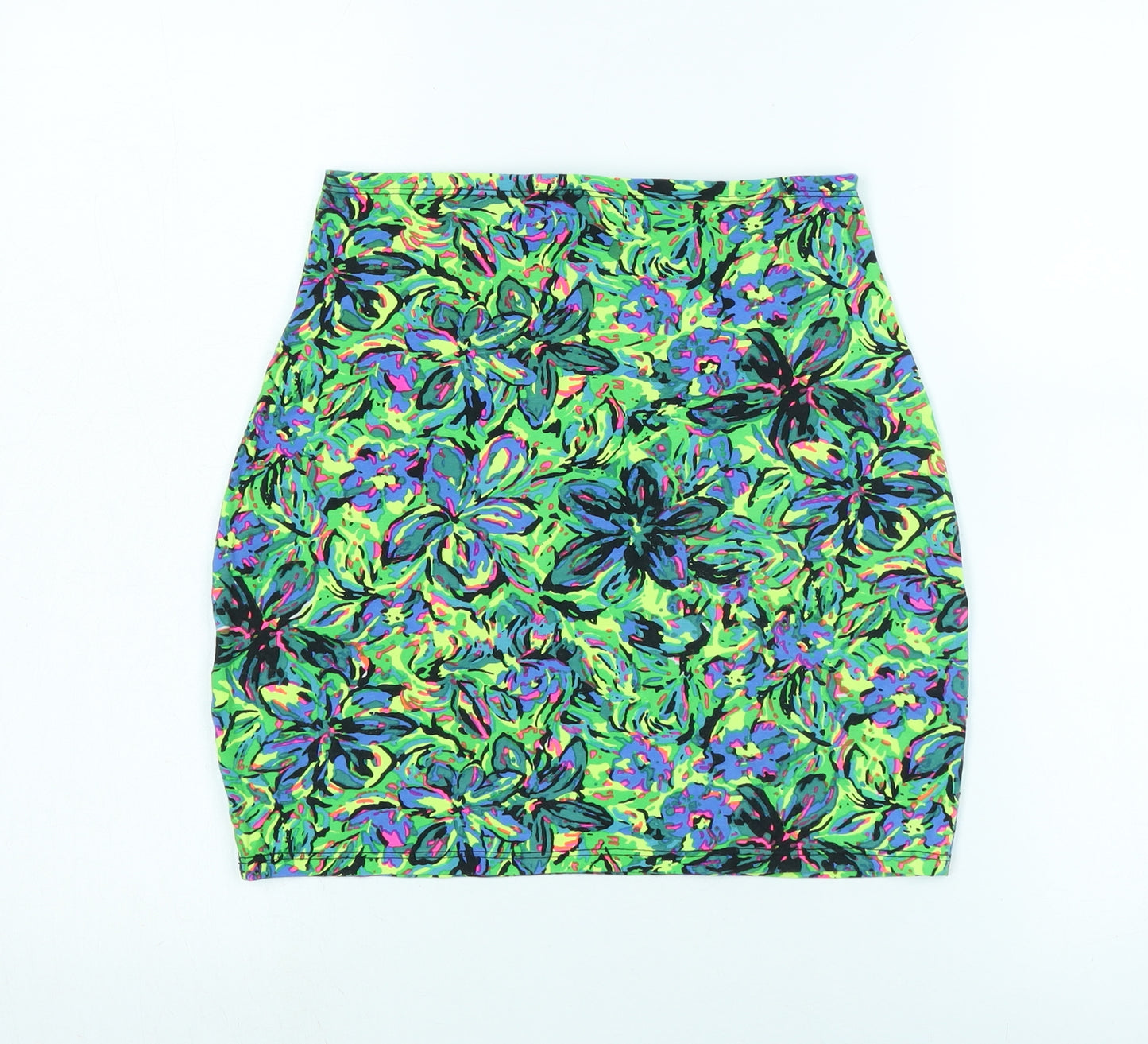 Motel Womens Multicoloured Floral Cotton Bandage Skirt Size M - Logo