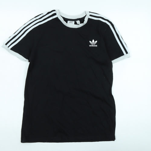 adidas Womens Black Cotton Basic T-Shirt Size 16 Crew Neck - Logo