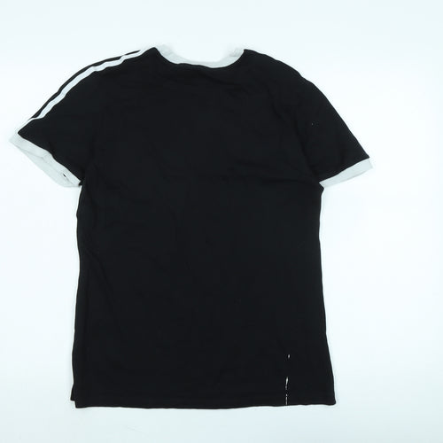 adidas Womens Black Cotton Basic T-Shirt Size 16 Crew Neck - Logo