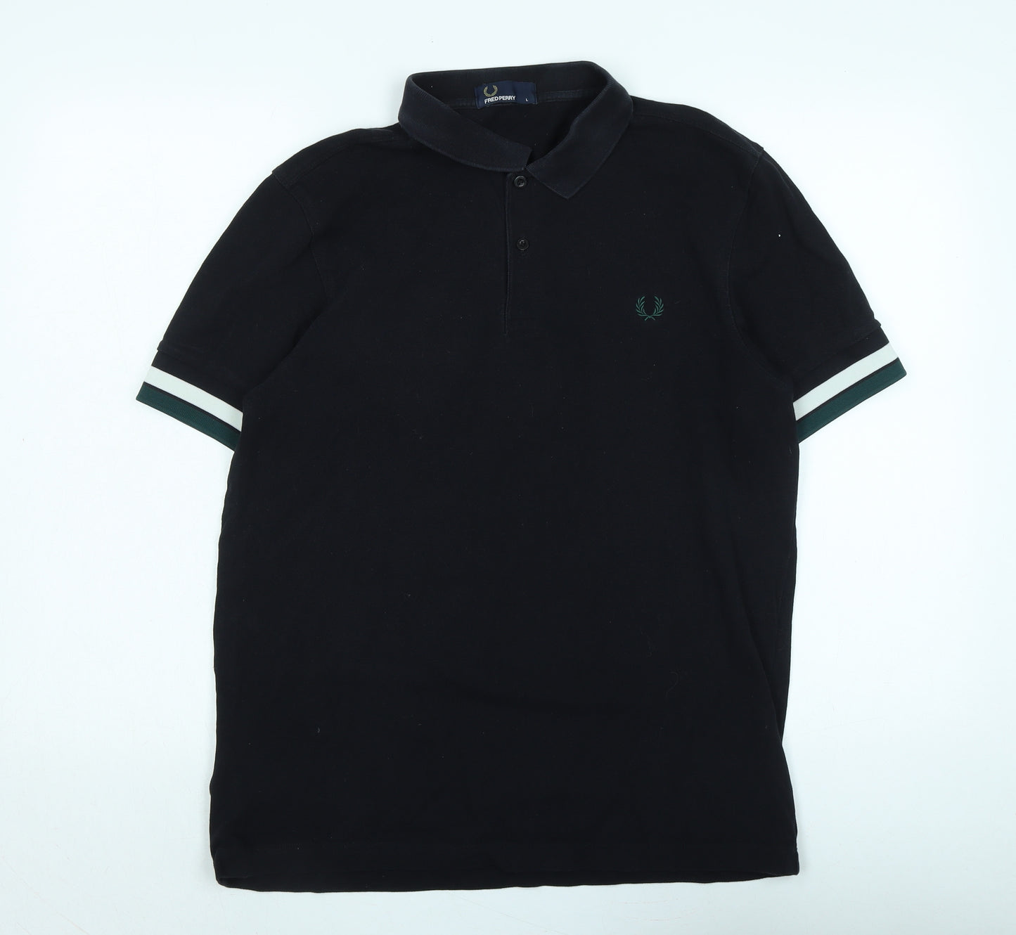 Fred Perry Mens Blue Cotton Polo Size L Collared Button - Logo