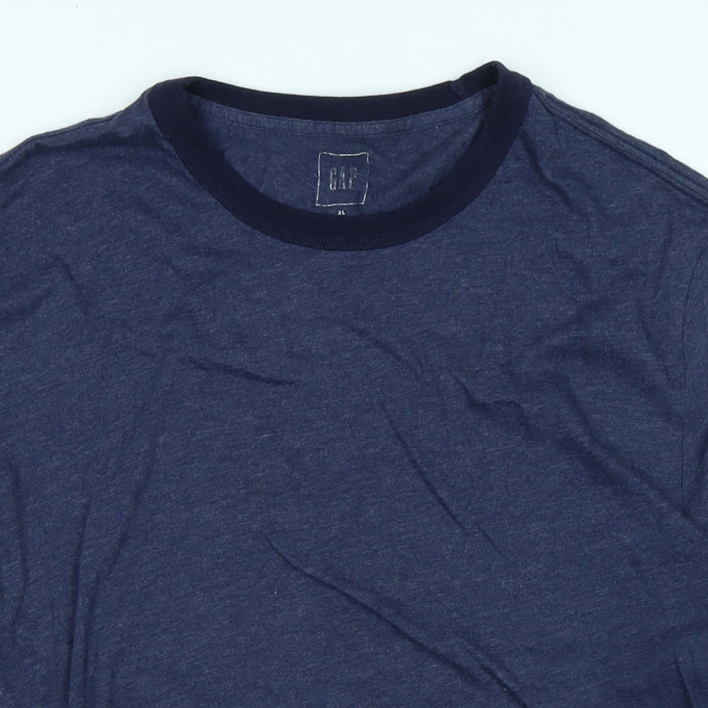 Gap Mens Blue Cotton T-Shirt Size XL Crew Neck - Logo