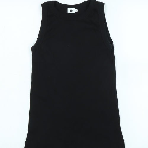 Kin Womens Black Cotton Basic Tank Size S Crew Neck - Logo