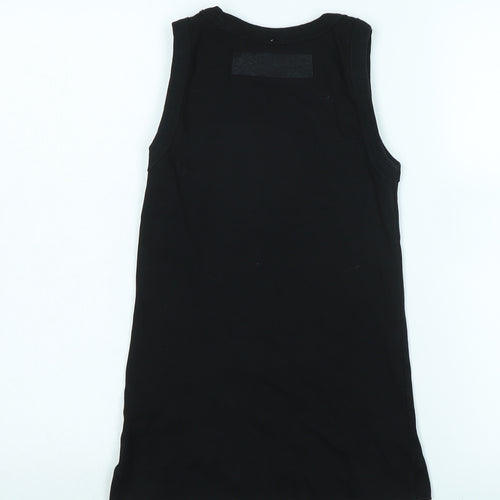 Kin Womens Black Cotton Basic Tank Size S Crew Neck - Logo