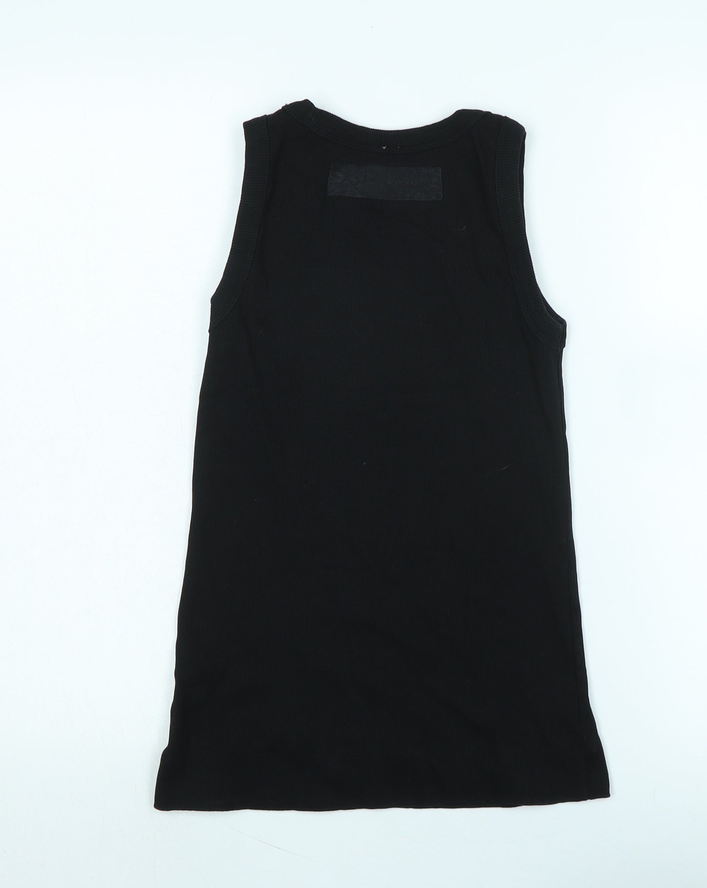 Kin Womens Black Cotton Basic Tank Size S Crew Neck - Logo