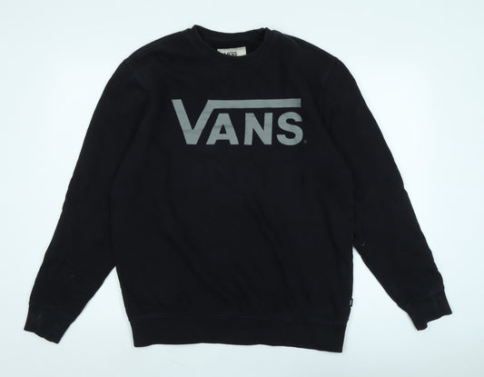 VANS Mens Black Cotton Pullover Sweatshirt Size M - Logo Vans