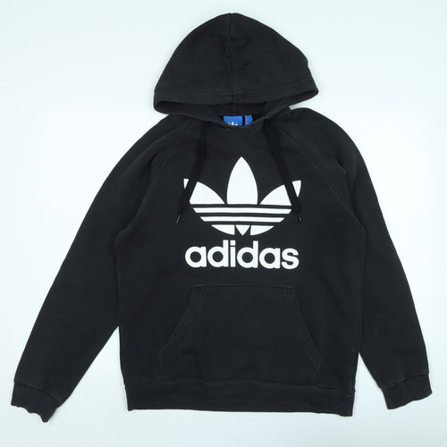 adidas Mens Black Polyester Pullover Hoodie Size M - Logo - adidas