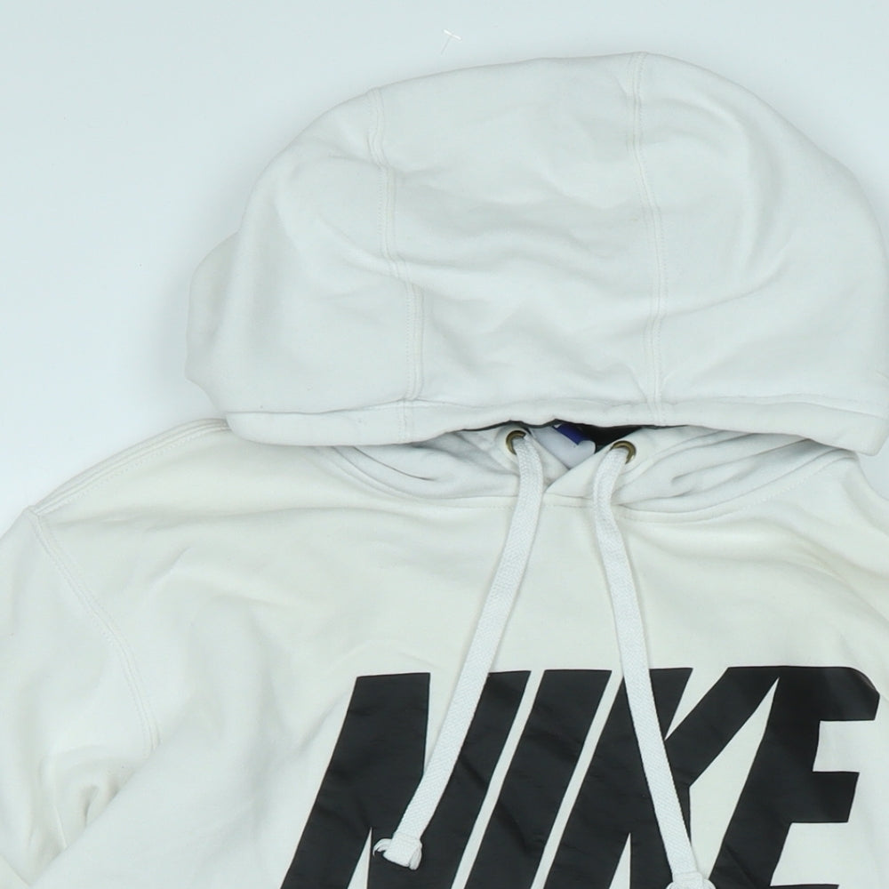 Nike Mens White Polyester Pullover Hoodie Size L - Logo - Nike