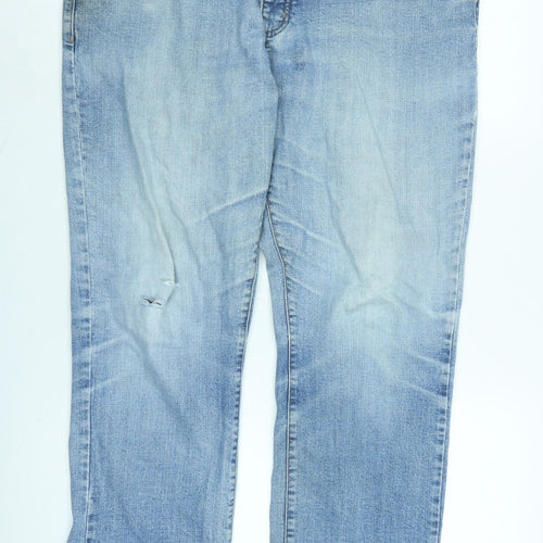 John Lewis Mens Blue Cotton Straight Jeans Size 34 in L30 in Regular Zip