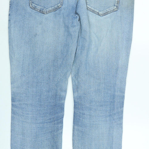 John Lewis Mens Blue Cotton Straight Jeans Size 34 in L30 in Regular Zip