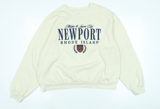 Hollister Mens Ivory Polyester Pullover Sweatshirt Size M - Logo - NEWPORT