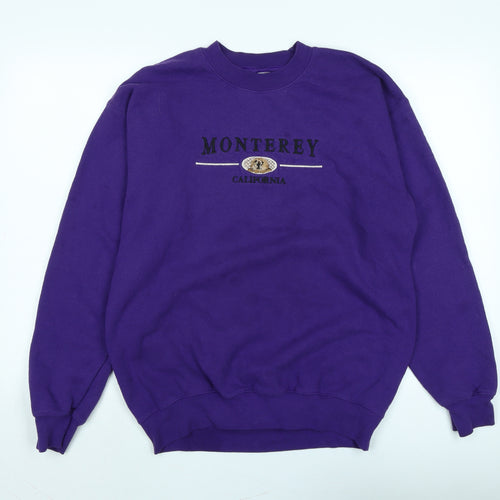 Monterey California Mens Purple Cotton Pullover Sweatshirt Size M - Logo- Monterey California