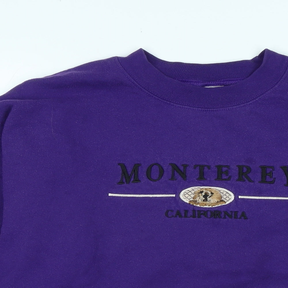 Monterey California Mens Purple Cotton Pullover Sweatshirt Size M - Logo- Monterey California