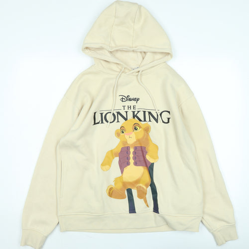 Disney Womens Beige Polyester Pullover Hoodie Size M - Logo - The Lion king