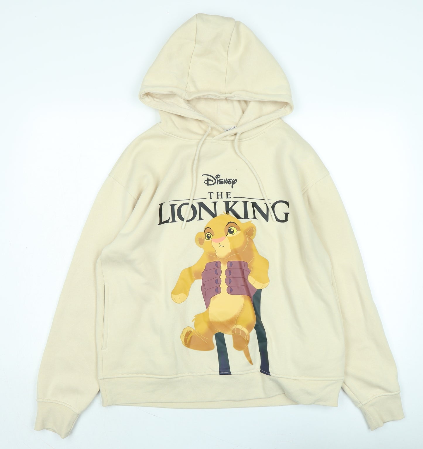 Disney Womens Beige Polyester Pullover Hoodie Size M - Logo - The Lion king